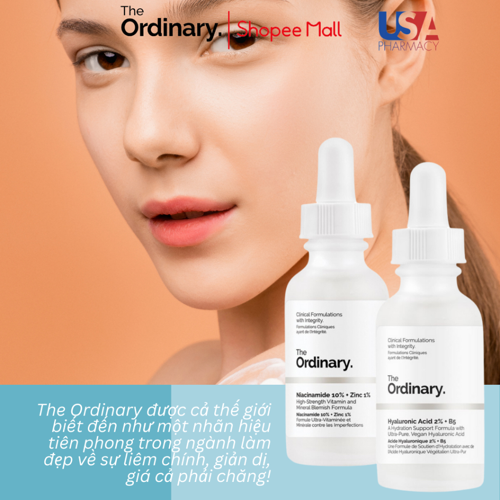 Combo Serum Dưỡng Da Thần Thánh The Ordinary - Hyaluronic &  Niacinamide Sáng Da Và Cấp Ẩm Hồi Phuc Da.
