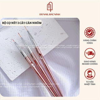 Bộ 3 cây cọ nét cán hồng cao cấp 3 size, cọ vẽ nét siêu mảnh chuyên dụng cho dân làm móng