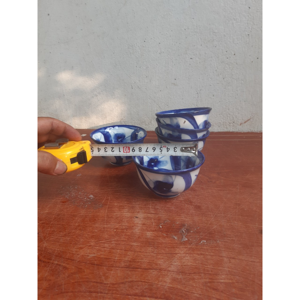 10 chén cúng gia tiên, chén chè hoa mai mẫu xanh