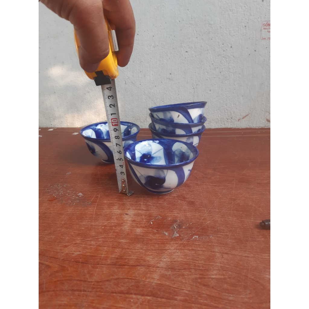 10 chén cúng gia tiên, chén chè hoa mai mẫu xanh