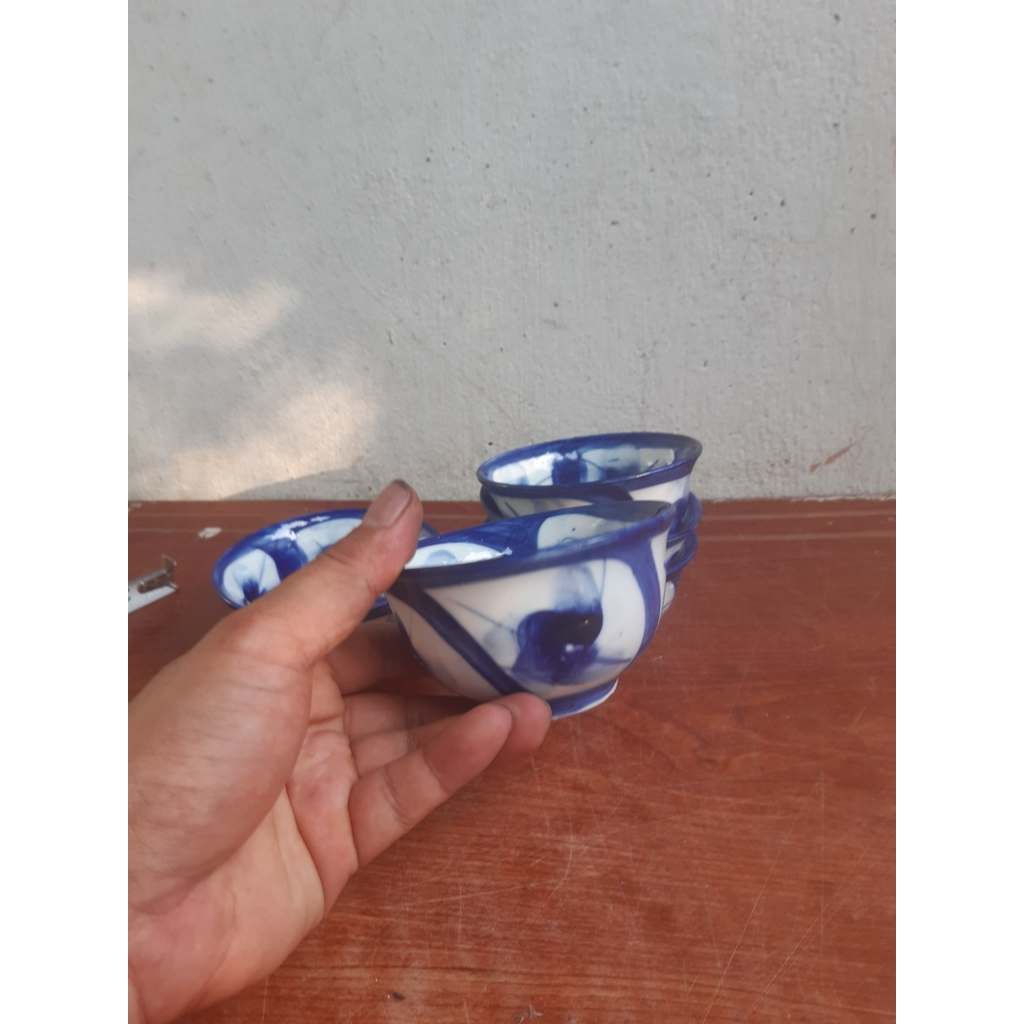 10 chén cúng gia tiên, chén chè hoa mai mẫu xanh