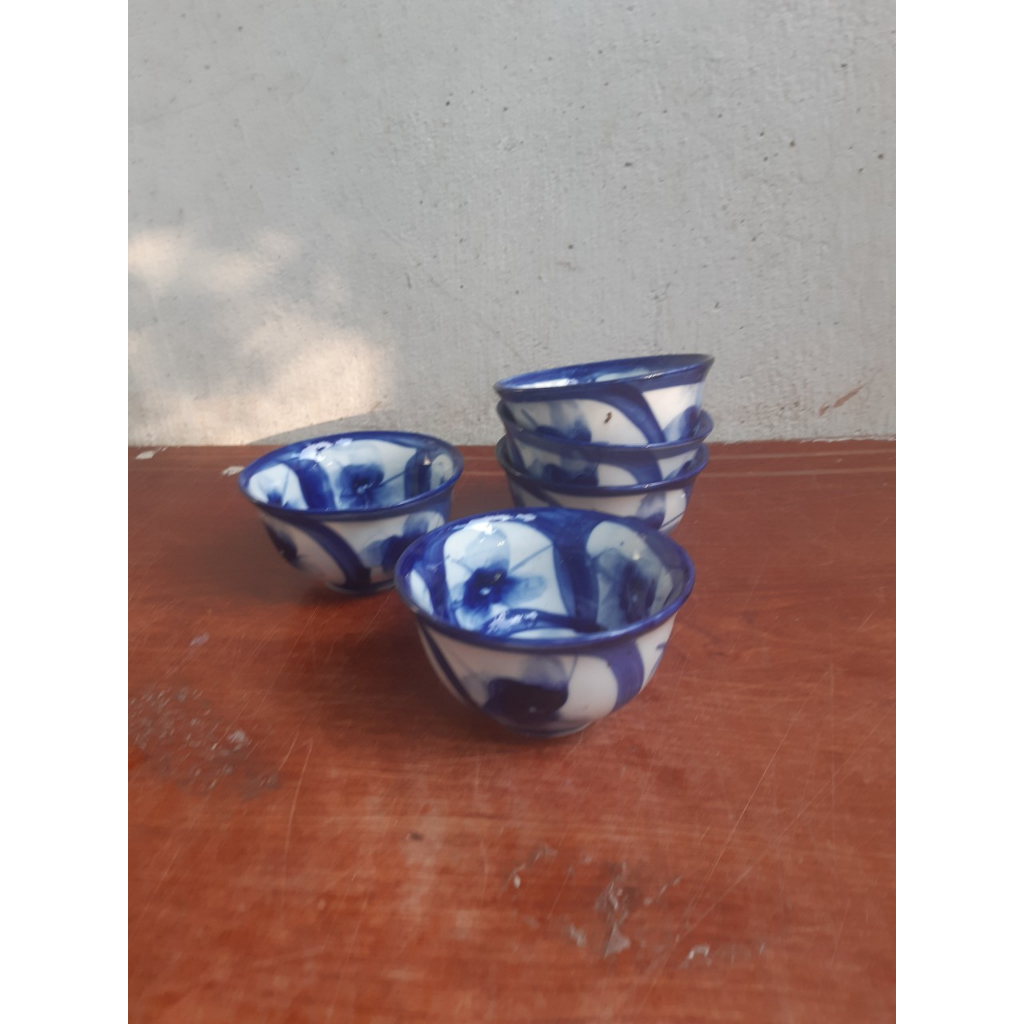 10 chén cúng gia tiên, chén chè hoa mai mẫu xanh