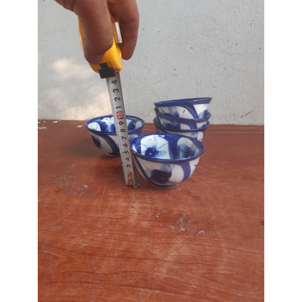 10 chén cúng gia tiên, chén chè hoa mai mẫu xanh