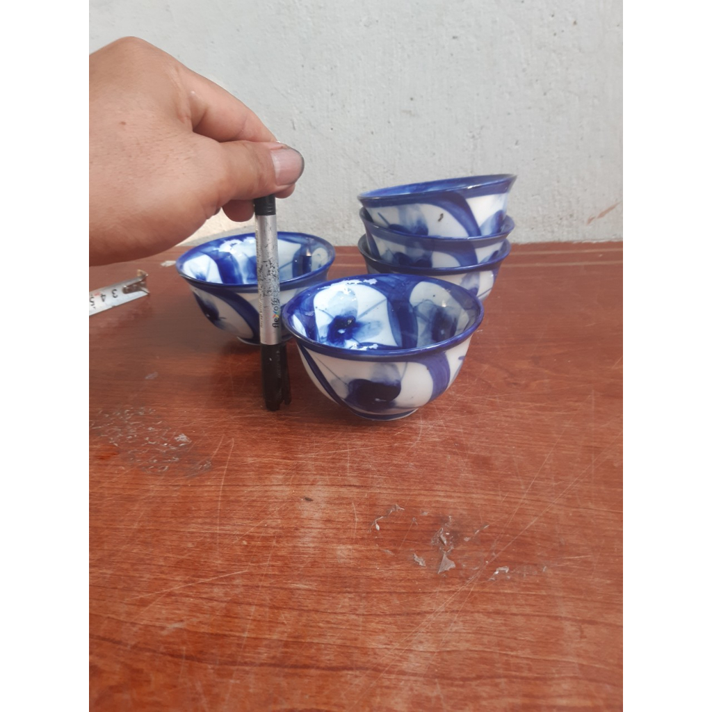 10 chén cúng gia tiên, chén chè hoa mai mẫu xanh