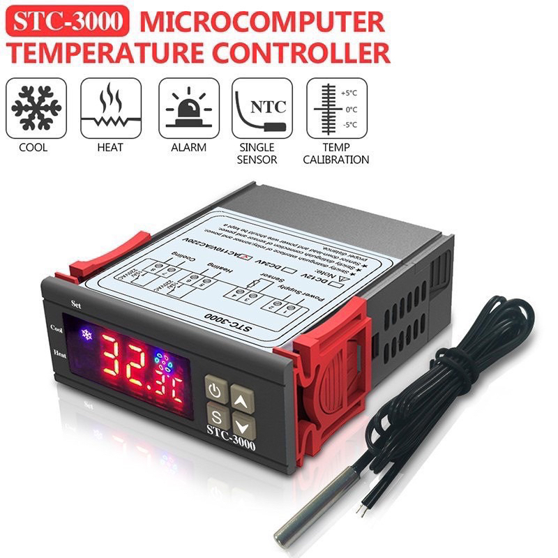 Bộ điều khiển nhiệt độ kỹ thuật số Bộ cảm biến nhiệt với đầu dò STC-3000 AC 110V-220V