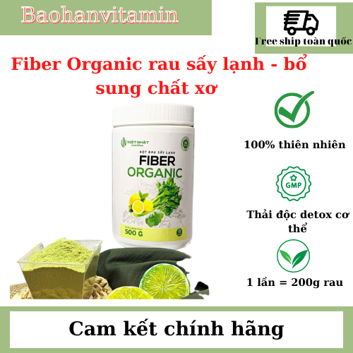 Detox rau củ Fiber organic sấy lạnh - hỗ trợ giảm cân, thải mỡ, đẹp da giữ dáng 500g Việt Nhật Nutrition