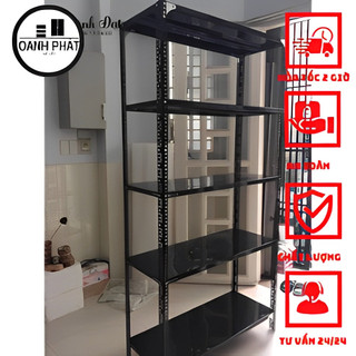 Kệ Sắt V lỗ đa năng 5 tầng màu đen, cao 2m, dài 1m, rộng 0,4m.