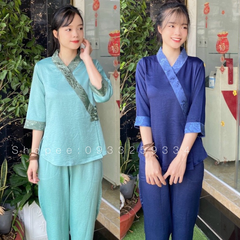 Đồ Lam Đi Chùa # 3Nút Lụa Cao Cấp