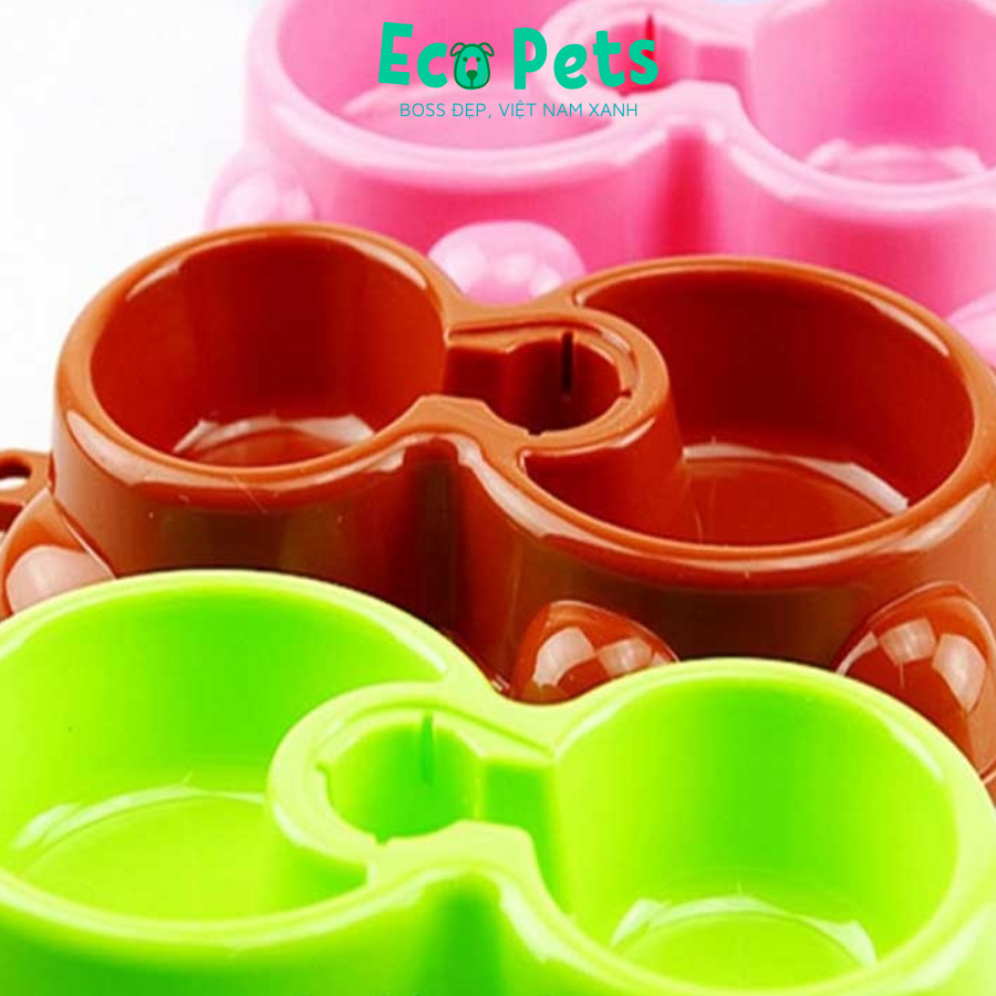 Bát ăn nhựa đôi ECOPETS phụ kiện ăn uống cao cấp cho chó mèo tiện lợi dễ dàng sử dụng