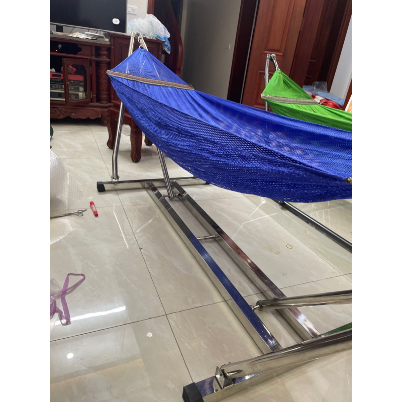 Võng xếp VINH HẠNH cao cấp khung inox Tiến Đạt chính hãng khung vuông phi 40,chịu tải trọng lên đến 250 kí