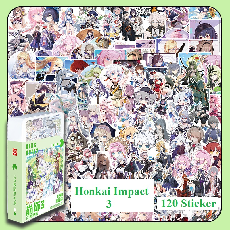 Hộp sticker Honkai Impact 3 Hộp nhựa 120 miếng hình dán Sticker