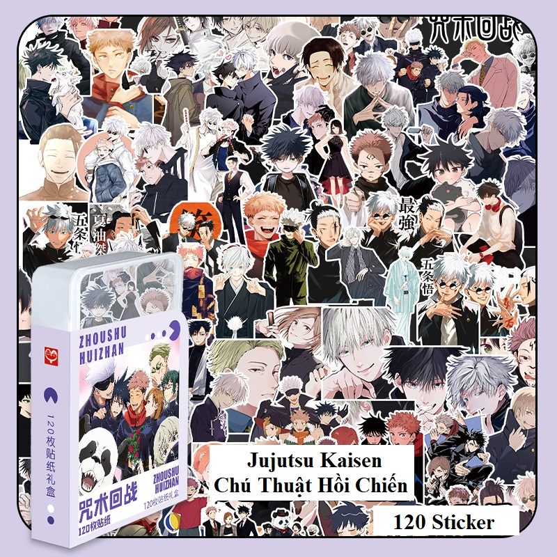 Hộp sticker Chú thuật hồi chiến Jujutsu Kaisen Hộp nhựa 120 miếng hình dán Sticker