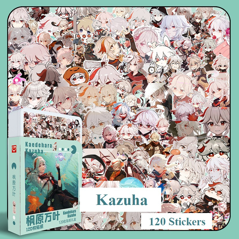 Hộp sticker Kazuha Genshin Impact Hộp nhựa 120 miếng hình dán Sticker (không trùng nhau)