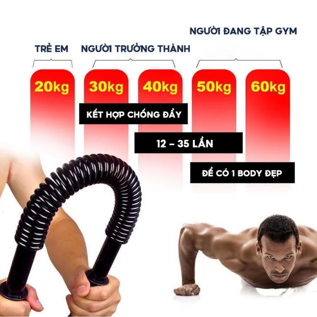 Gậy bẻ tập cơ tay - Titan - 25k - Gậy kháng lực - Gậy bẻ tập cơ lò xo 20kg-30kg-40kg-50kg-60kg