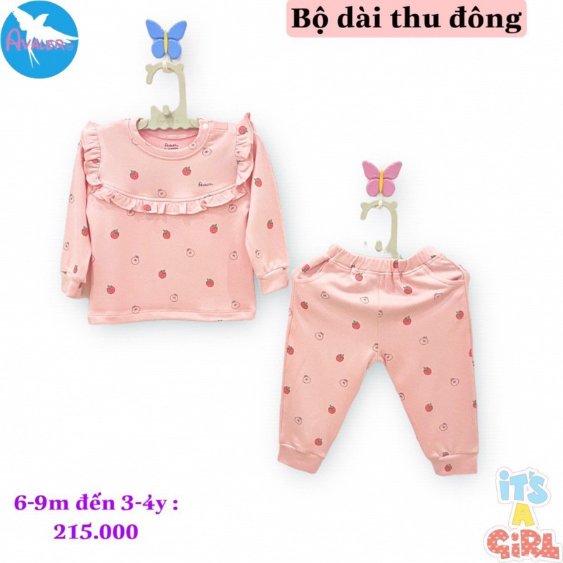 Bộ Nỉ Nhung Avaler Dày Dặn Cho Bé 9m-4y