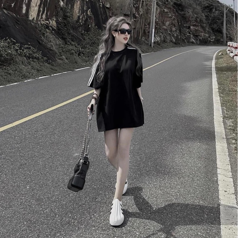 Áo thun phông nam nữ TRƠN 3 sọc vai PINK tay lỡ form rộng Unisex