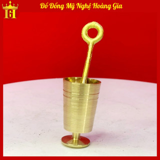 Cối giã trầu bằng đồng vàng nhỏ