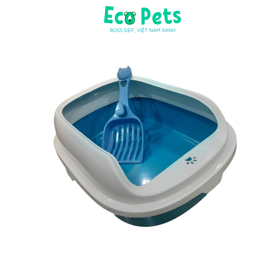 Khay vệ sinh ECOPETS cho mèo con tặng kèm xẻng thành cao sản xuất tại Việt Nam chắc chắn chống văng cát