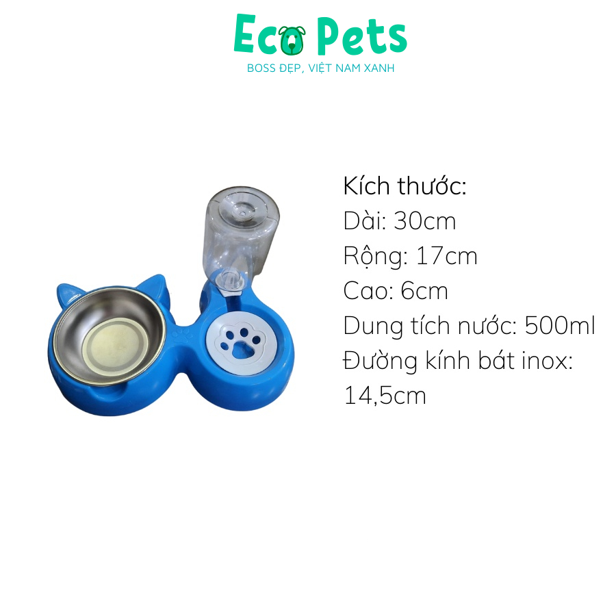 Máy ăn uống tự động PURI ECOPETS máy uống nước tự động cho thú cưng khay ăn nước uống tự động chó mèo  - 3.8L