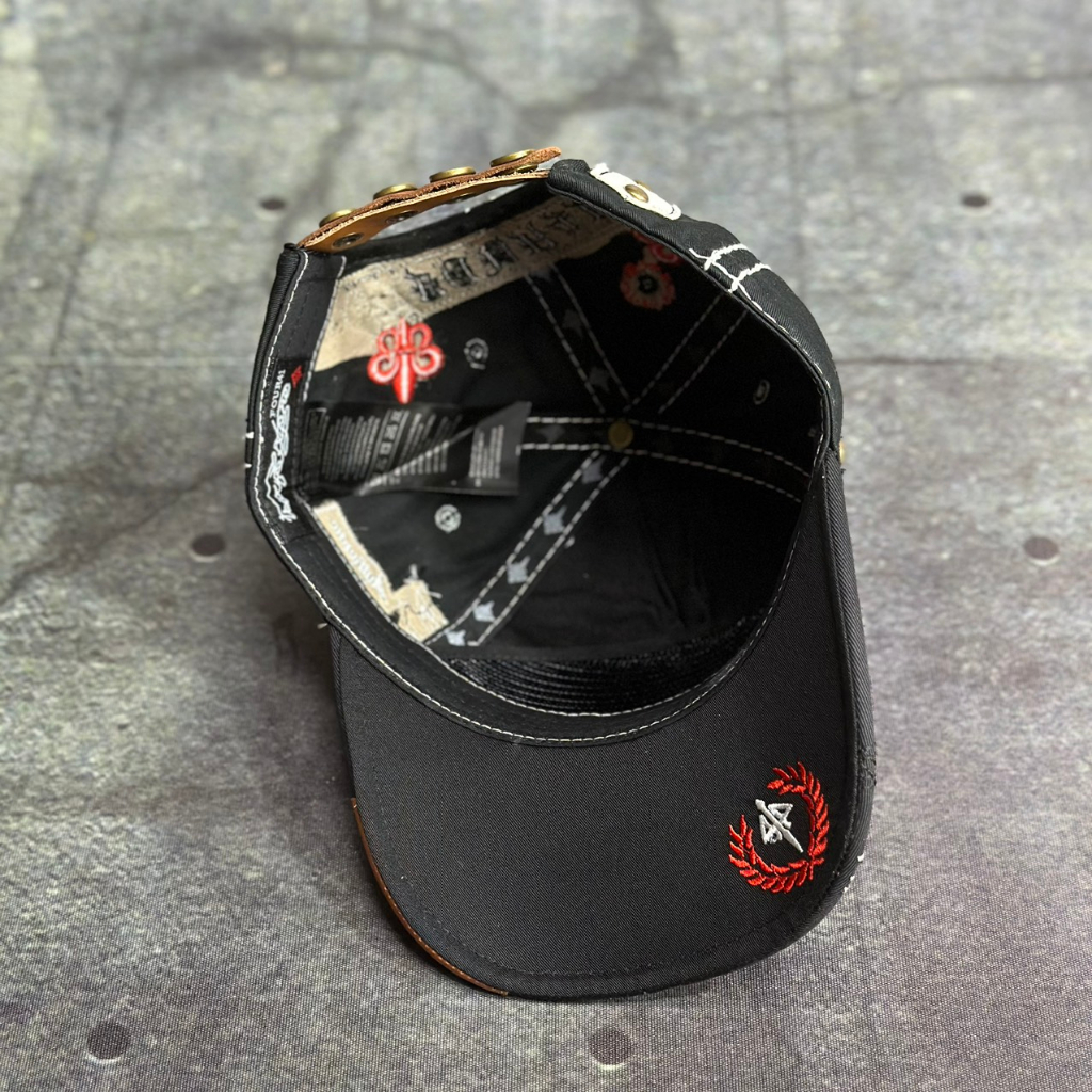 Nón ông địa mũ four 441 cánh chim thêu full