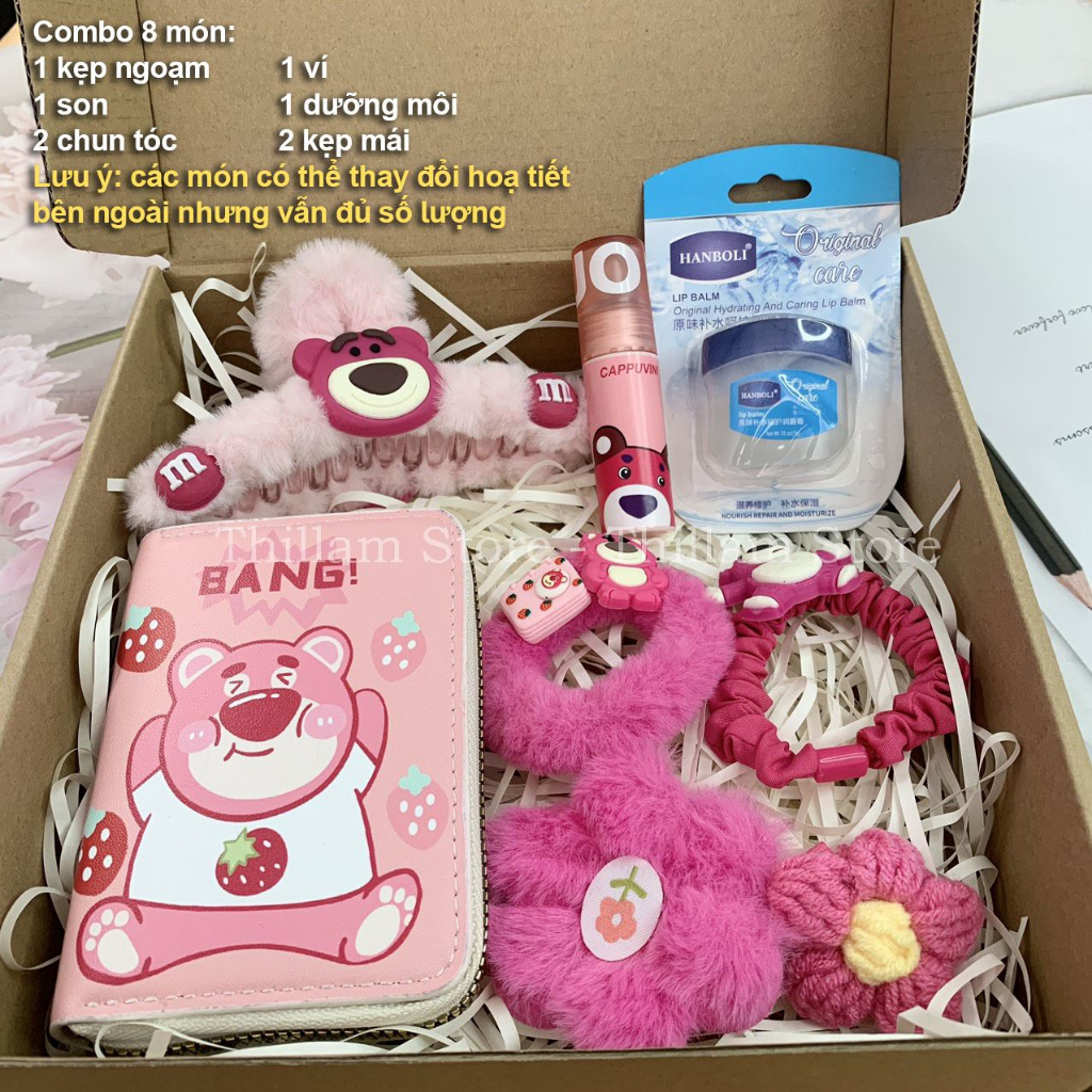 Combo Gấu Dâu - Set quà tặng siêu cute dành cho bạn nữ, quà sinh nhật