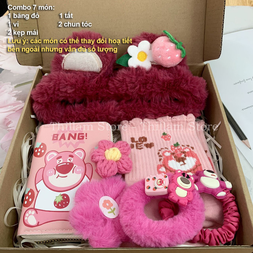 Combo Gấu Dâu - Set quà tặng siêu cute dành cho bạn nữ, quà sinh nhật