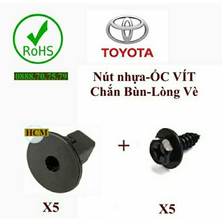 [HCM] Combo 10 nút nhưa-ốc vít ô tô Toyota- Bắt lòng vè bánh xe, chắn bùn dưới động cơ-5 vít,5nut nhựa