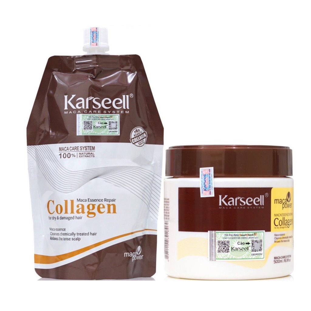 Kem ủ tóc phục hồi siêu mượt Collagen KARSEELL Maca 500ml, tóc đẹp chuẩn salon ngay tại nhà