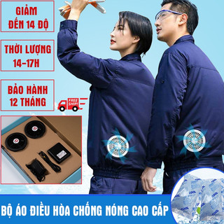 Áo điều hòa quạt gió chính hãng chống nước siêu mạnh, pin lớn 20.000 - 78.000mAh dùng được 10-15h HOT