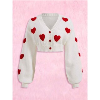  Bigsize 45-80kg   Order  Khoác len cardigan croptop trái tim tay bồng ấm áp độc đáo 