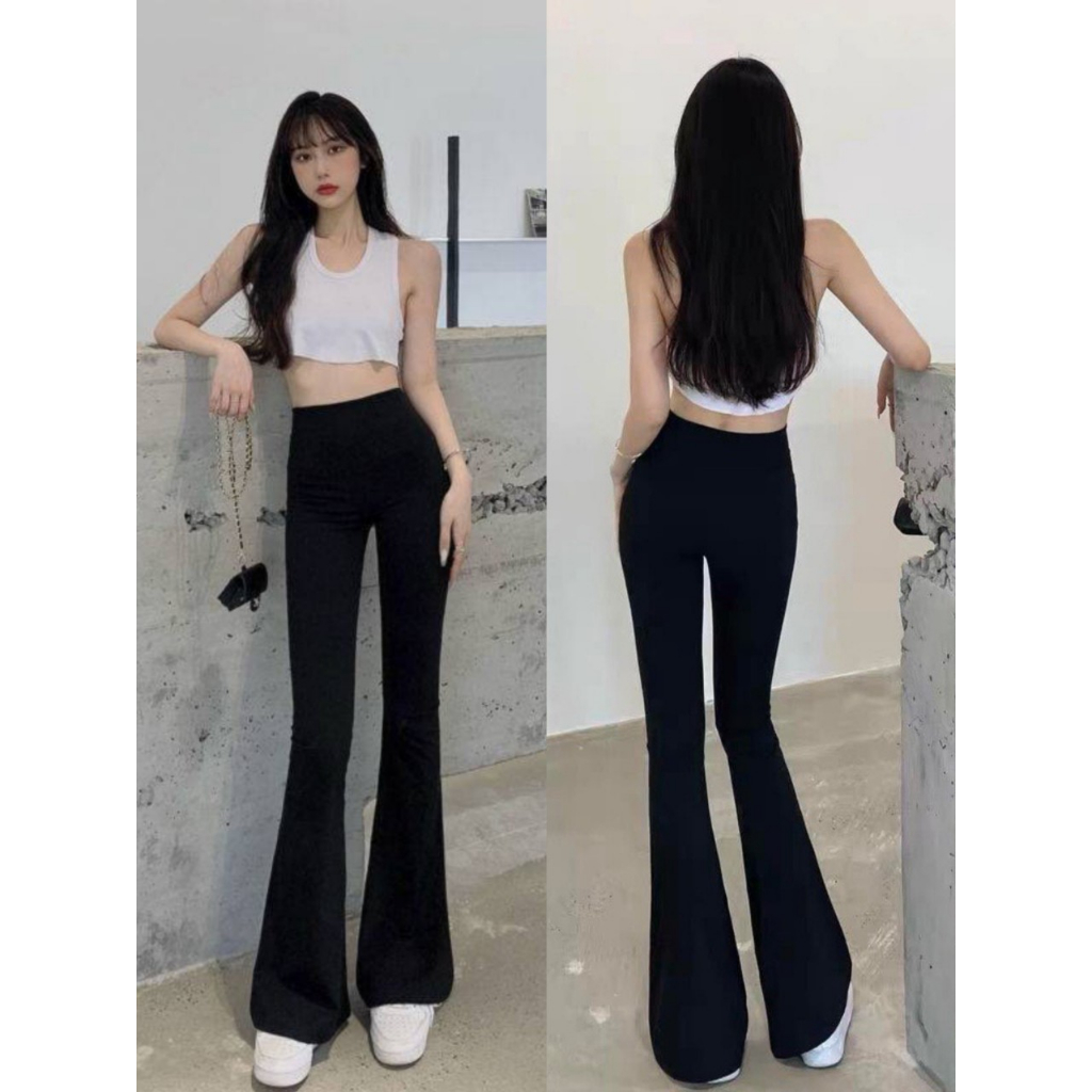Quần tây nữ ống loe lưng cao dáng dài, quần ống loe cạp cao vải mềm mịn co giãn/Q881/P0K14