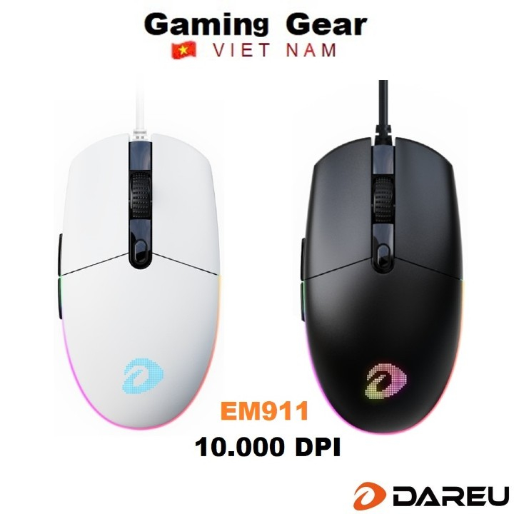Chuột máy tính Dareu EM911 Gaming RGB LED (DareU BRAVO sensor: 10.000 DPI, Lightweight: 72g)
