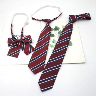 【P&J Cà Vạt DK Nơ Họa Tiết Kẻ Sọc Đỏ Phong Cách Preppy Cổ Điển Unisex nơ cà vạt jk