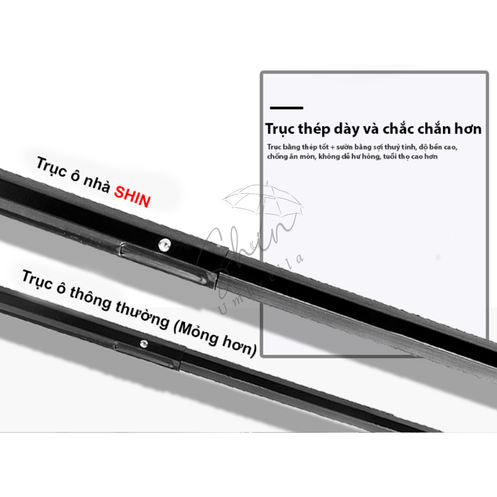 Ô Dù Che Năng Mưa Tự Đông Màu Đen 3 Lớp 8 Nan Chống UV Kèm Túi Đựng Ô
