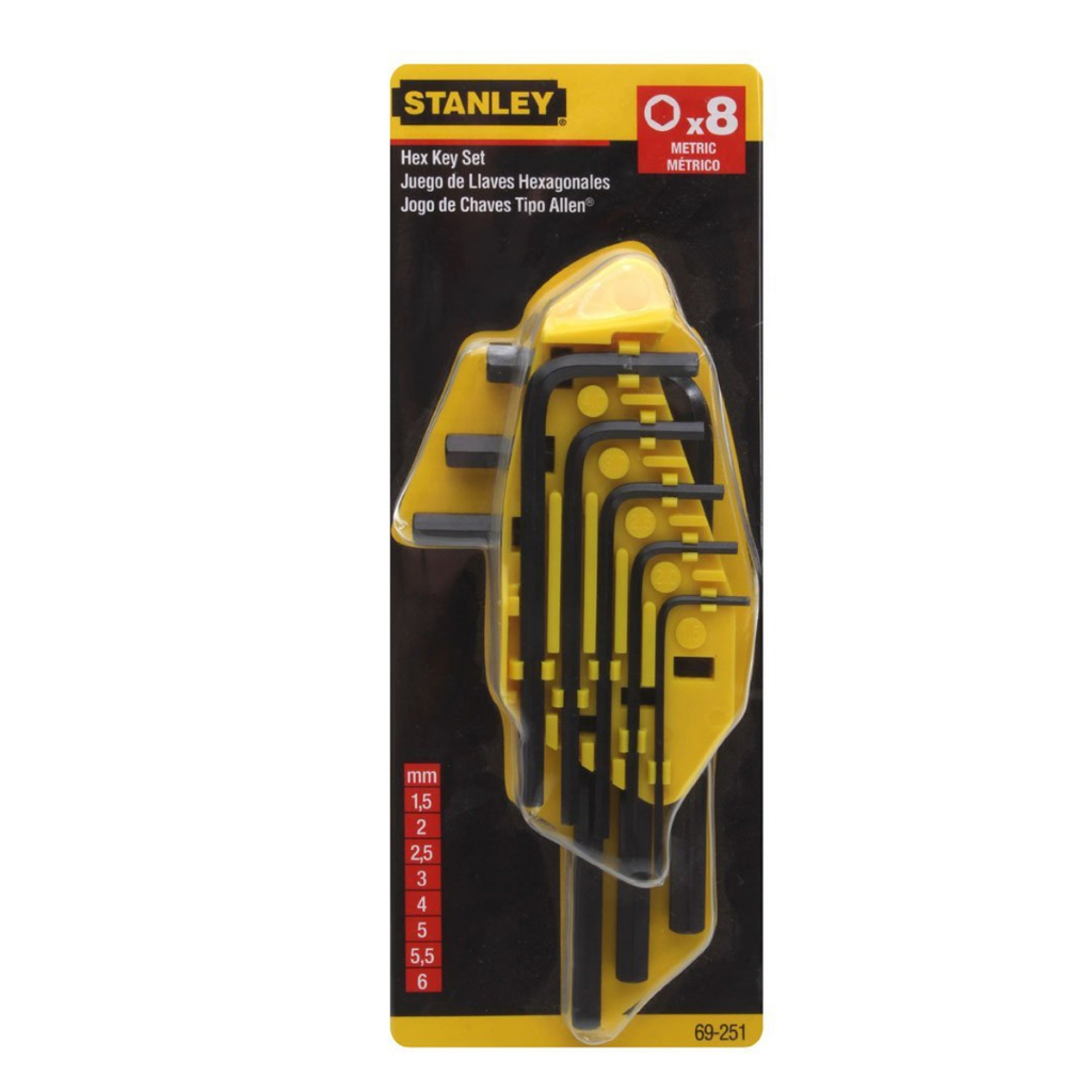 Bộ lục giác 8 cây hệ mét (1mm-6mm) STANLEY - 69-251
