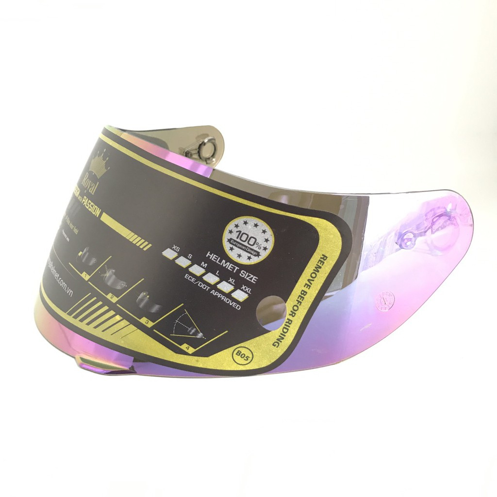 Kính thay thế mũ bảo hiểm royal M179/ M138/ M138B/ M168/ M266 -ROC03/040/05- Có kính khói , Trắng , Tráng gương , 7màu
