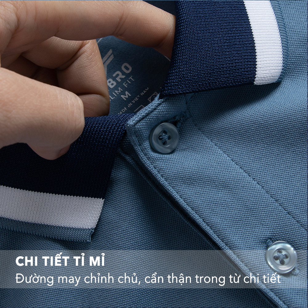 Áo Polo Nam Lebro Chất Liệu Cotton CVC, Co Giãn Thoáng Khí Phối Họa Tiết Cổ Tay Áo TPL23-06