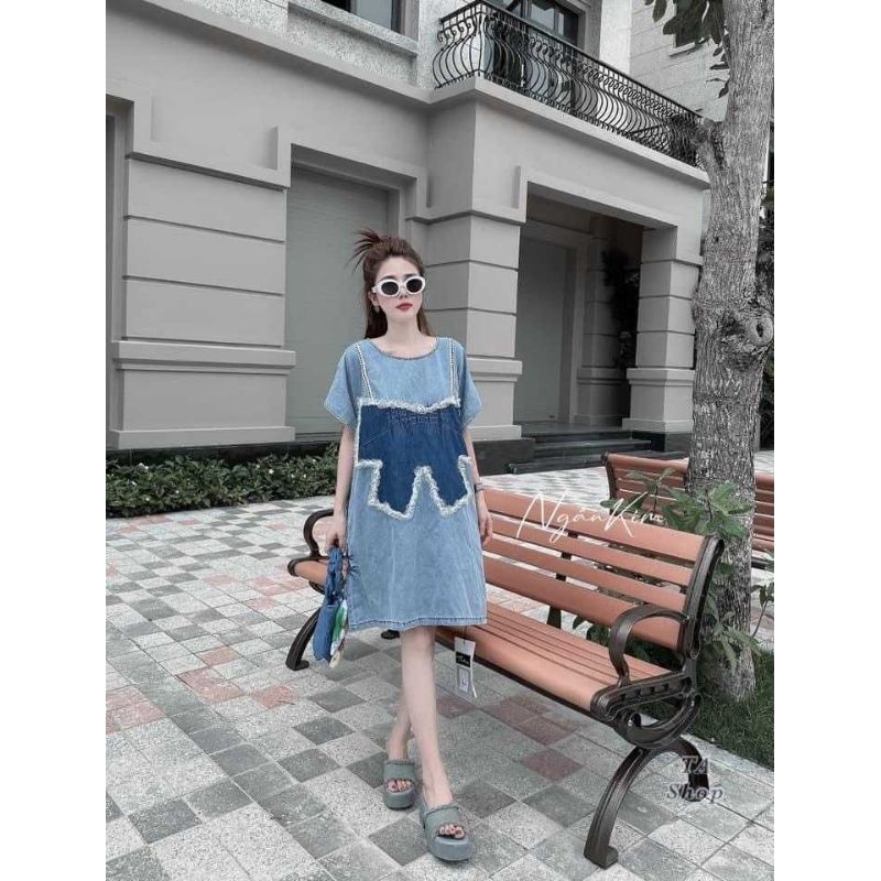 Váy suông bò nơ tua rua hàng QCL1