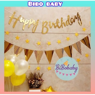 Dây chữ Happy birthday, dây cờ tam giác, dây sao ép kim trang trí sinh nhật - BiBo baby