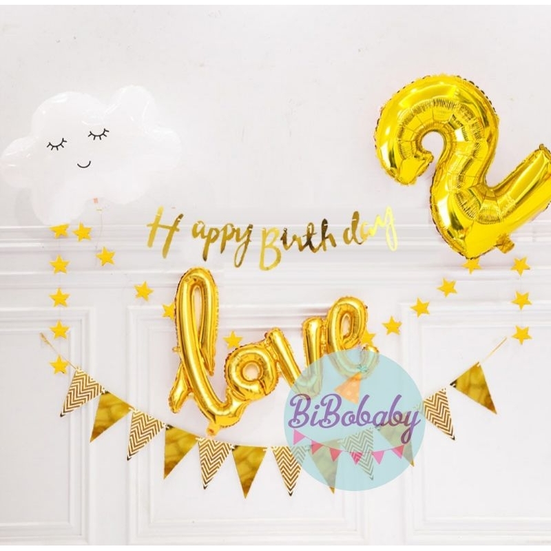 Dây chữ Happy birthday, dây cờ tam giác, dây sao ép kim trang trí sinh nhật - BiBo baby