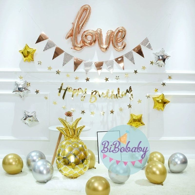 Dây chữ Happy birthday, dây cờ tam giác, dây sao ép kim trang trí sinh nhật - BiBo baby