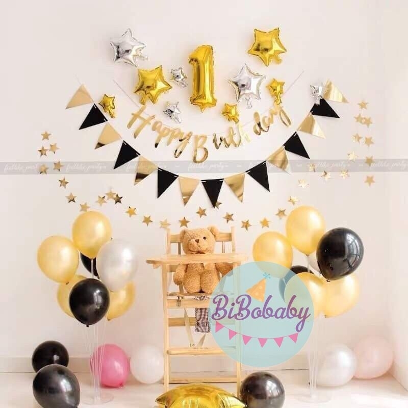 Dây chữ Happy birthday, dây cờ tam giác, dây sao ép kim trang trí sinh nhật - BiBo baby