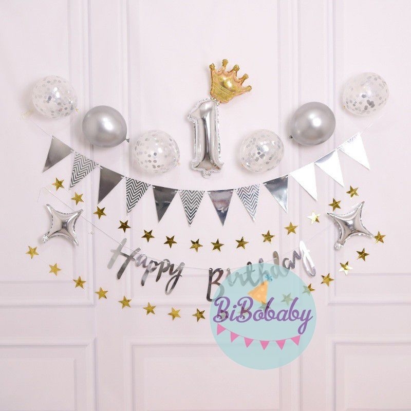 Dây chữ Happy birthday, dây cờ tam giác, dây sao ép kim trang trí sinh nhật - BiBo baby