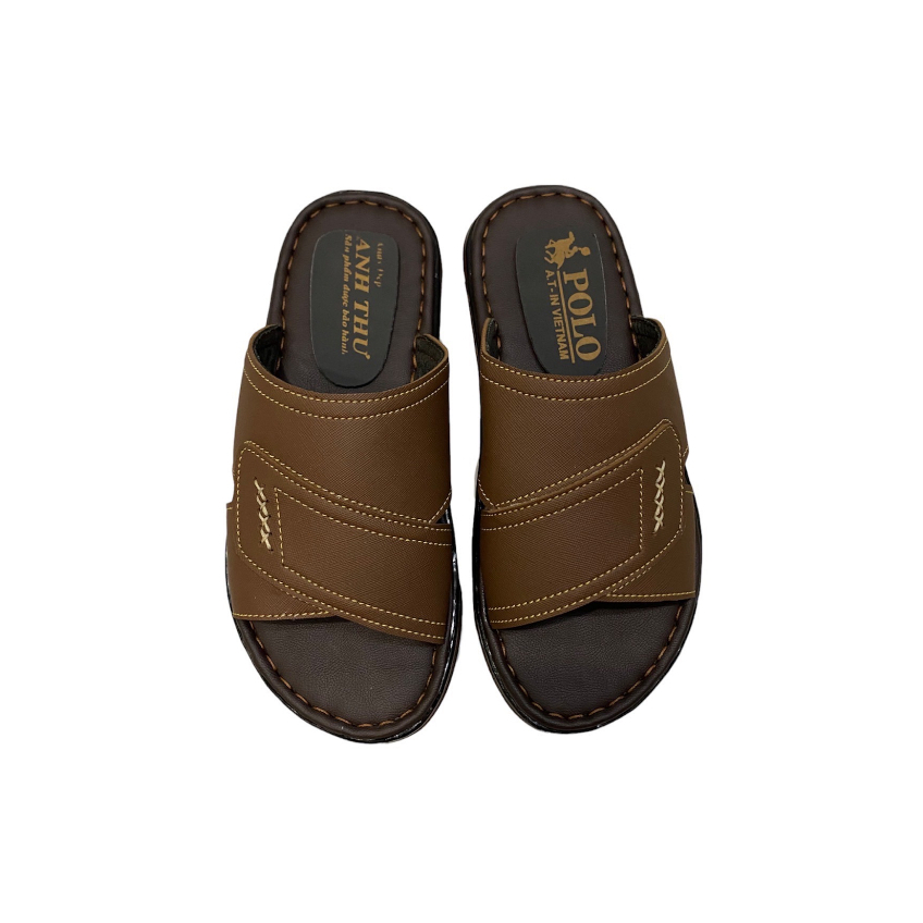 Dép nam quai ngang kiểu khâu X đế khâu viền chắc chắn hàng tận xưởng màu nâu ms 064