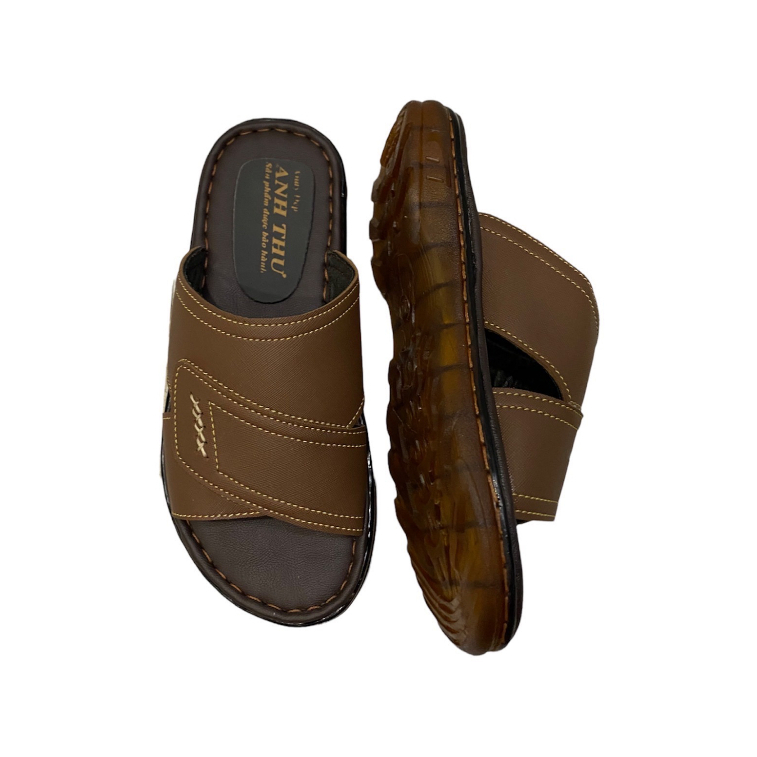 Dép nam quai ngang kiểu khâu X đế khâu viền chắc chắn hàng tận xưởng màu nâu ms 064