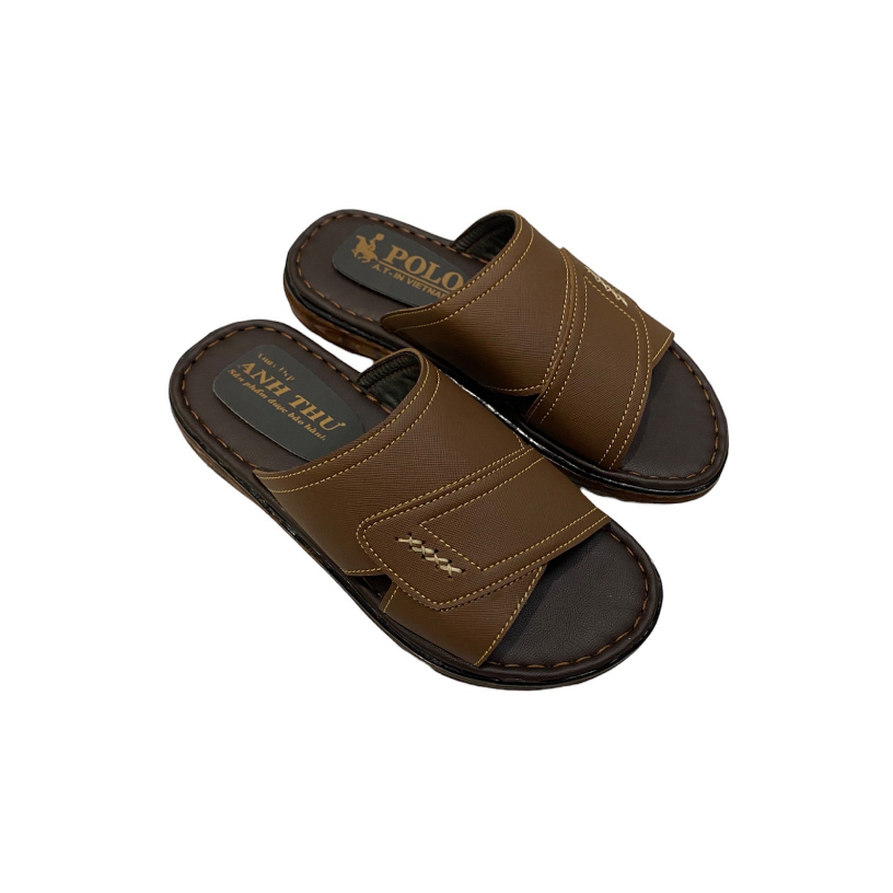 Dép nam quai ngang kiểu khâu X đế khâu viền chắc chắn hàng tận xưởng màu nâu ms 064