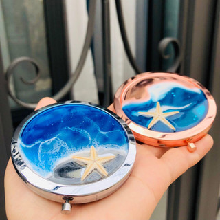 Gương Trang Điểm Sao biển thật handmade Lilande Hai Mặt Mini Dạng Gập Phong Cách Vintage