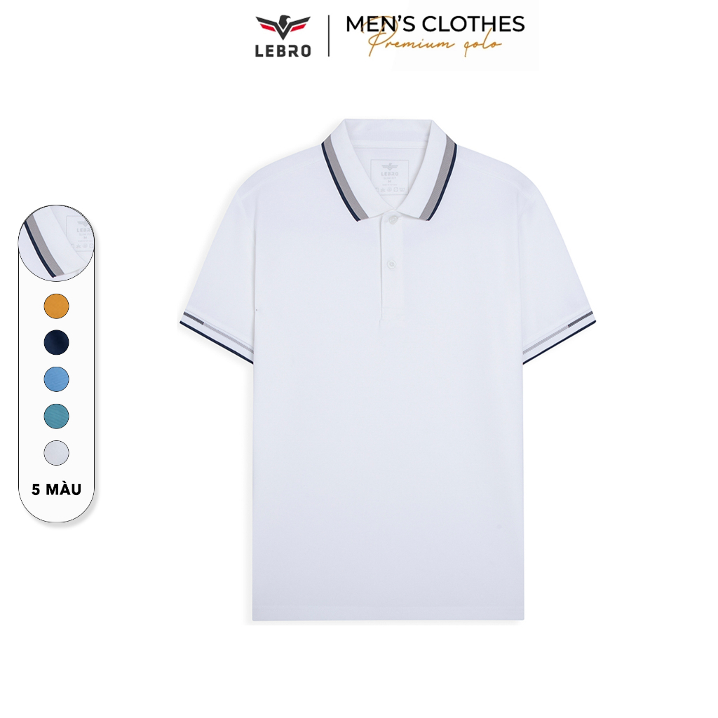 Áo Polo Nam Lebro Chất Liệu Cotton CVC, Form Slim Fit Co Giãn Thoáng Khí Phối Họa Tiết Cổ Tay Áo TPL23-02A