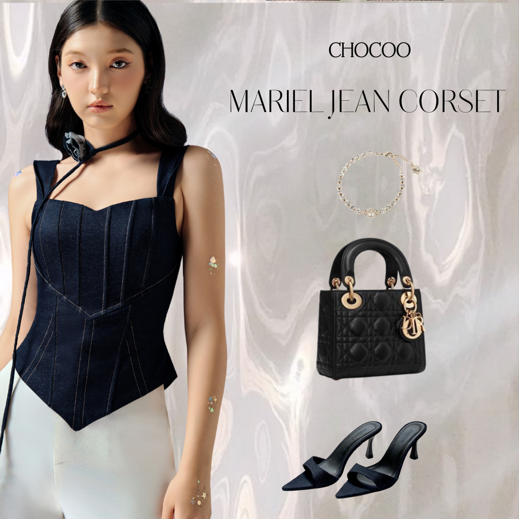 Áo Mariel Jean Corset Chocoo Thiết Kế Chất Liệu Jeans Cao Cấp