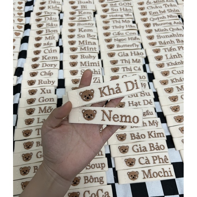 Nametag THÊU TÊN theo yêu cầu Treo Balo Túi Xách
